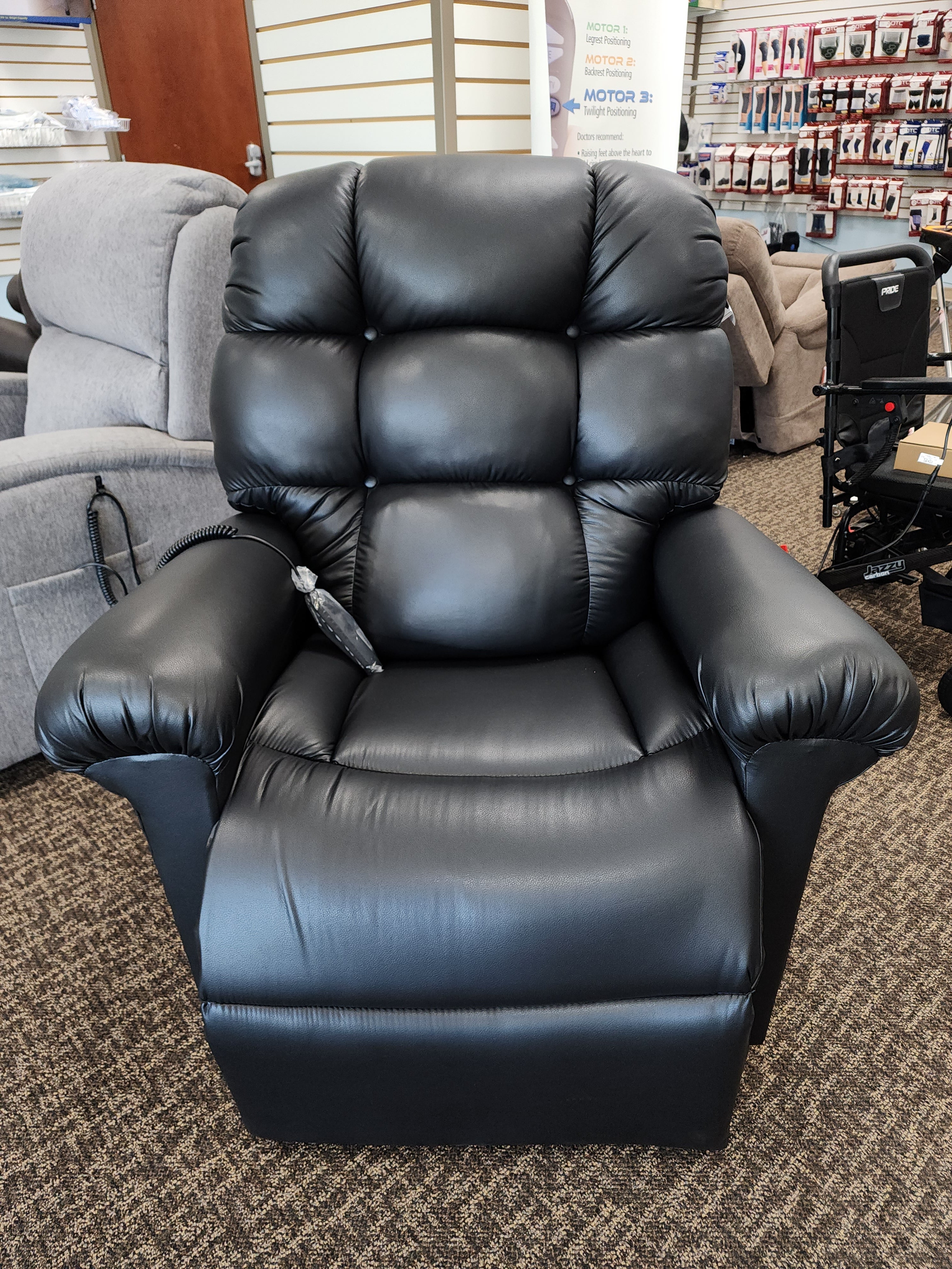 Power Lift Recliner PR-515 Cloud Black Twilight Brisa Leather Heat Massage